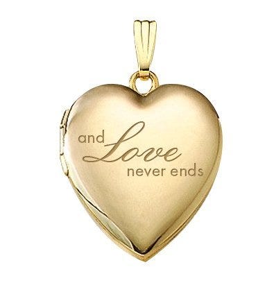 14k Yellow Gold Family Love Heart Locket