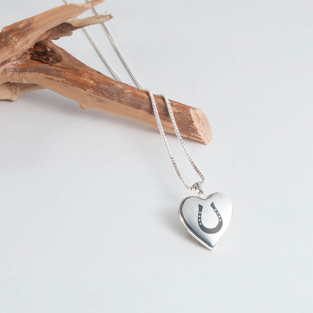 Sterling Silver Horseshoe Heart Photo Locket