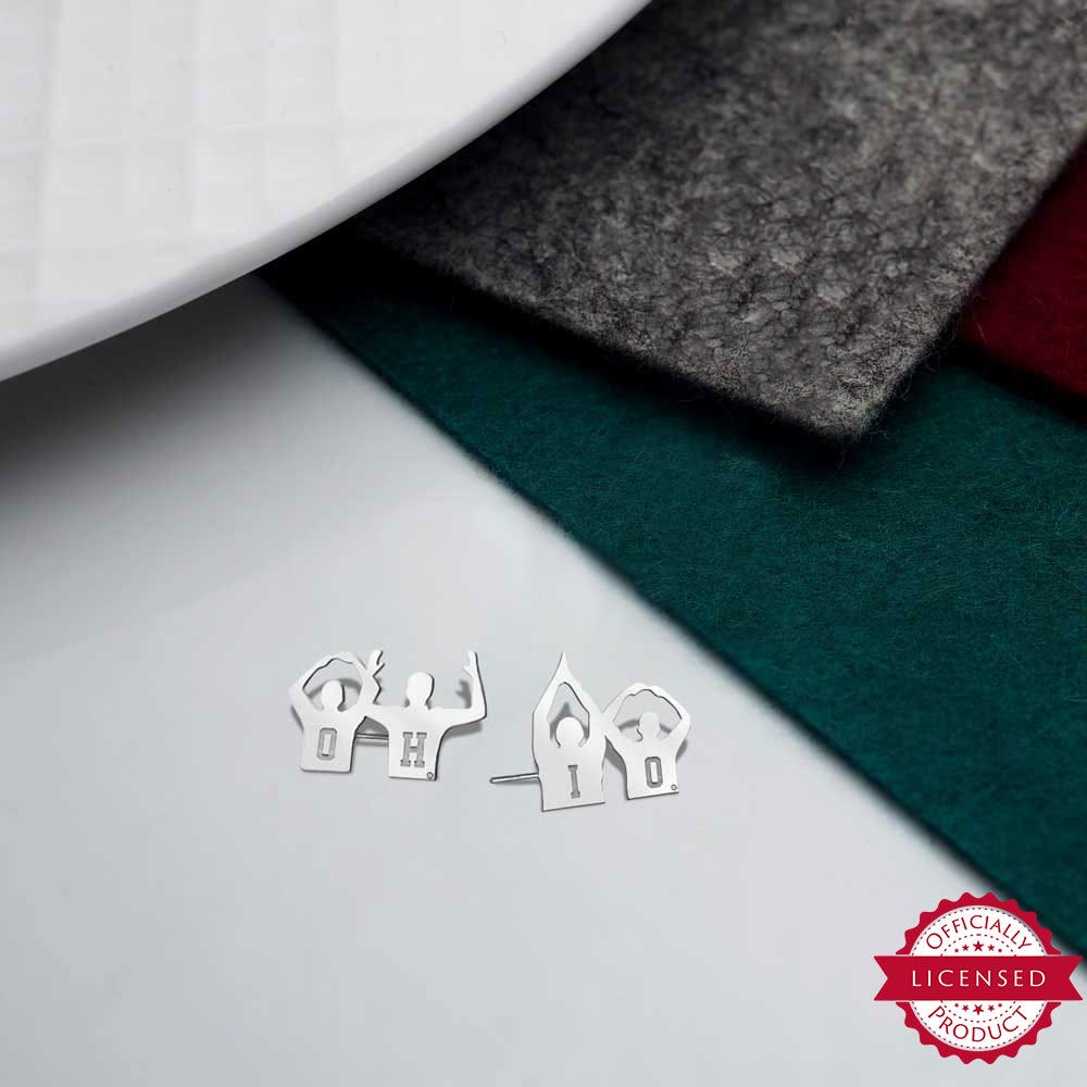 Pair Of Separated Ohio State Silhouette Earrings
