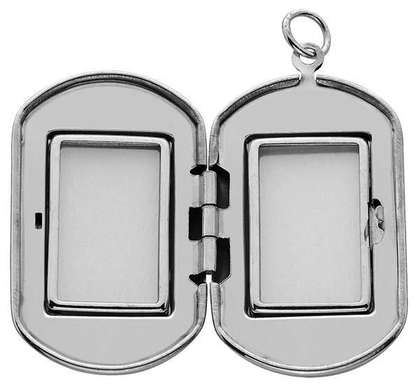 Sterling Silver Foot Prints Dog Tag Photo Locket