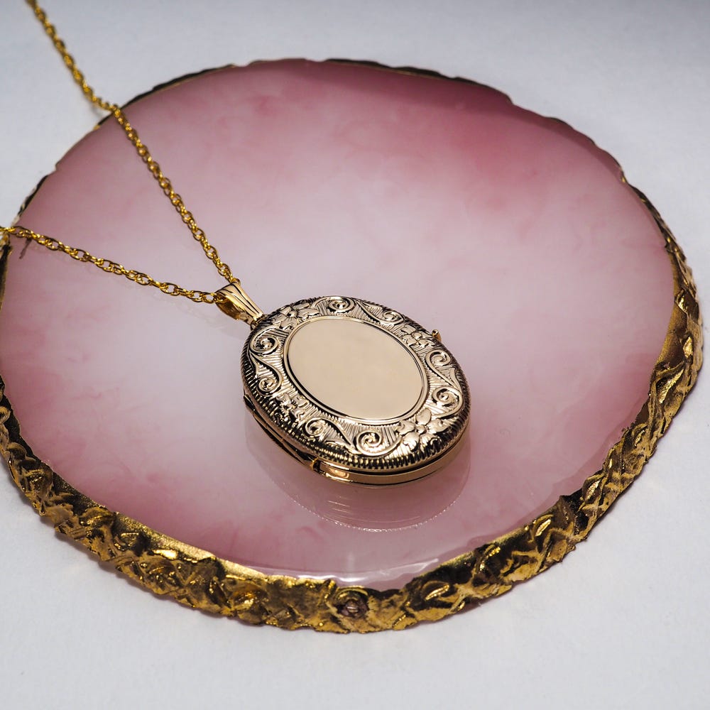14K Gold Filled Oval 4 Photo Locket - 1 inch x 1-1/4 inch