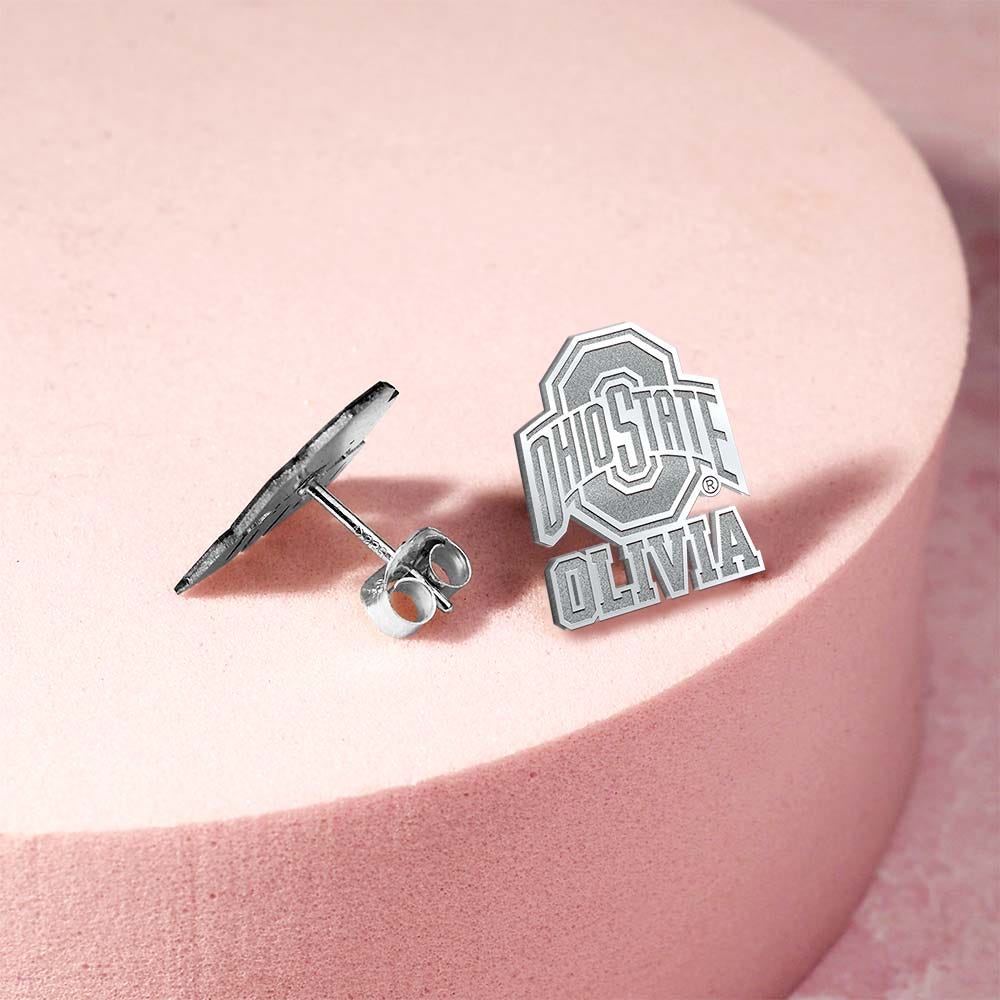 Personalized Pair Of Ohio State Logo with Name Earrings