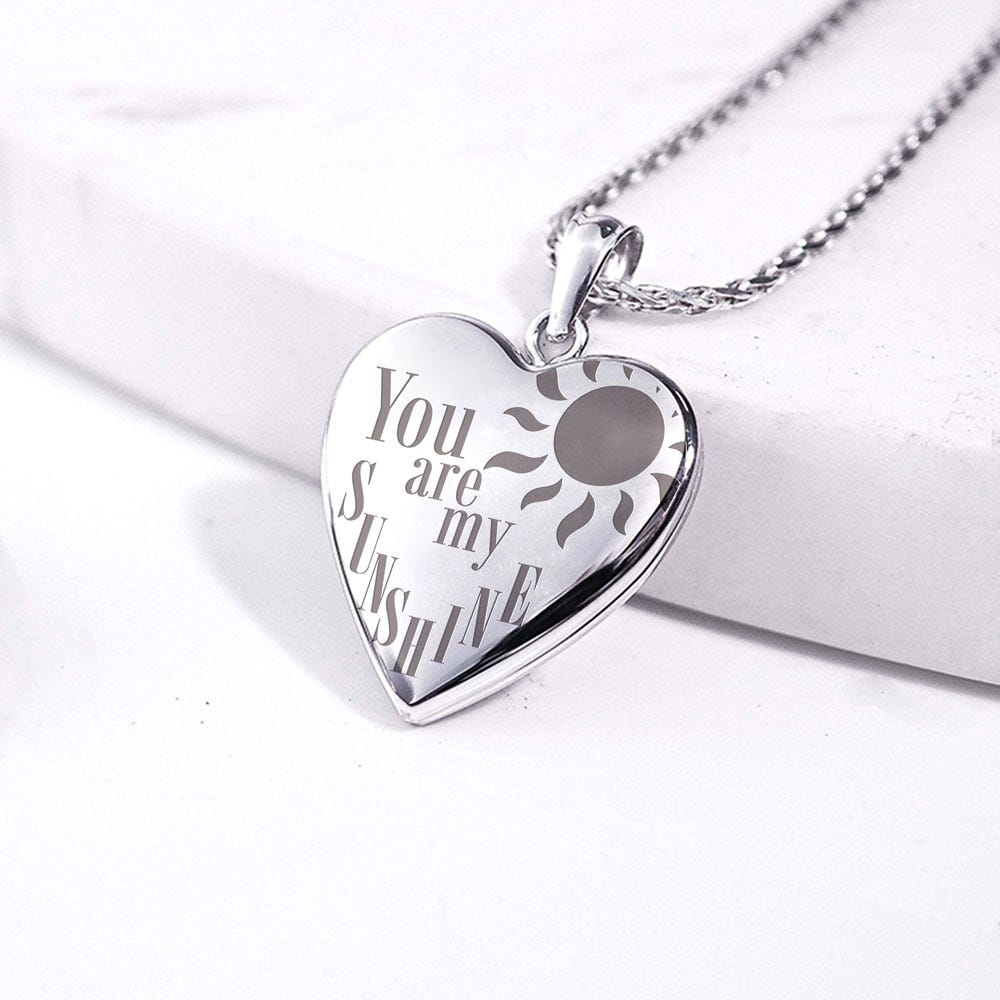 Sterling Silver "You Are My Sunshine" Heart Photo Locket