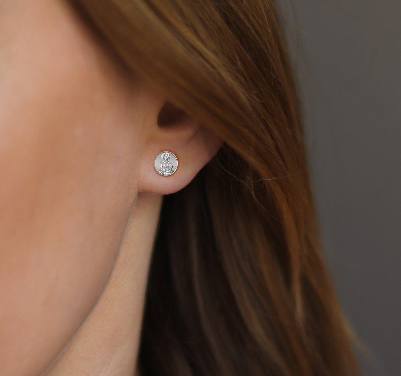 Pair of Saint Dymphna Stud Earrings