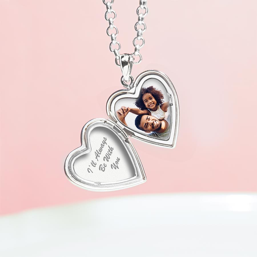Sterling Silver Daddy's Little Girl Heart Photo Locket