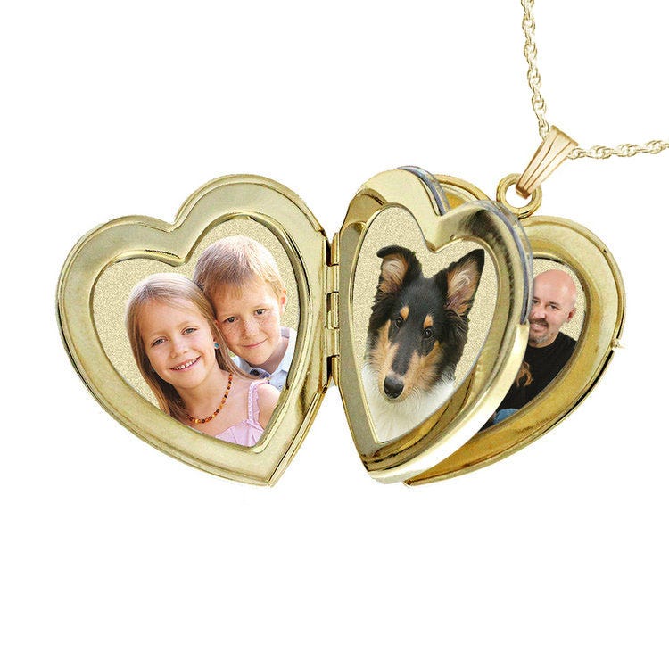 Solid 14K Gold Heart Four Photo Locket