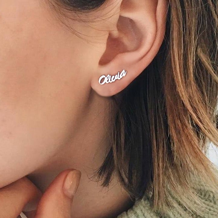 Pair Of Script Name Earrings