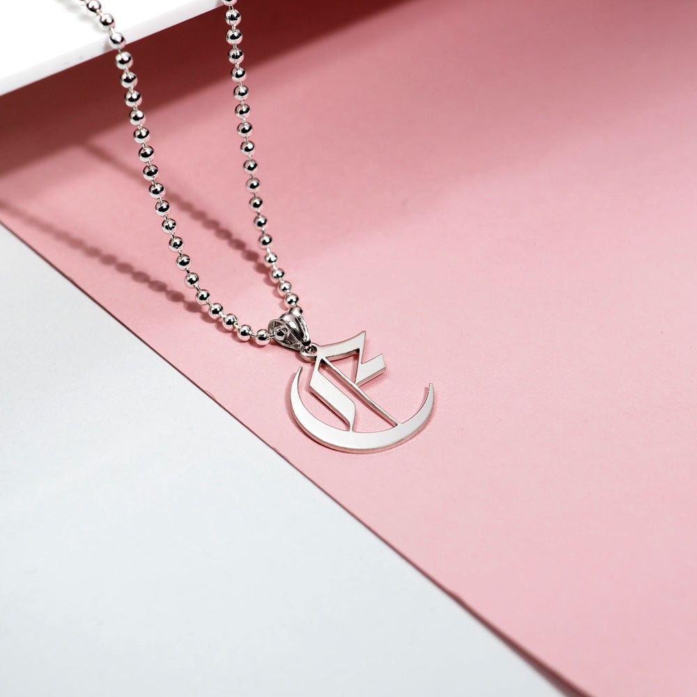 Personalized First Initial Old English Pendant with Paperclip Chain