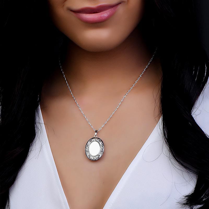 Sterling Silver "Antique" Oval Photo Locket