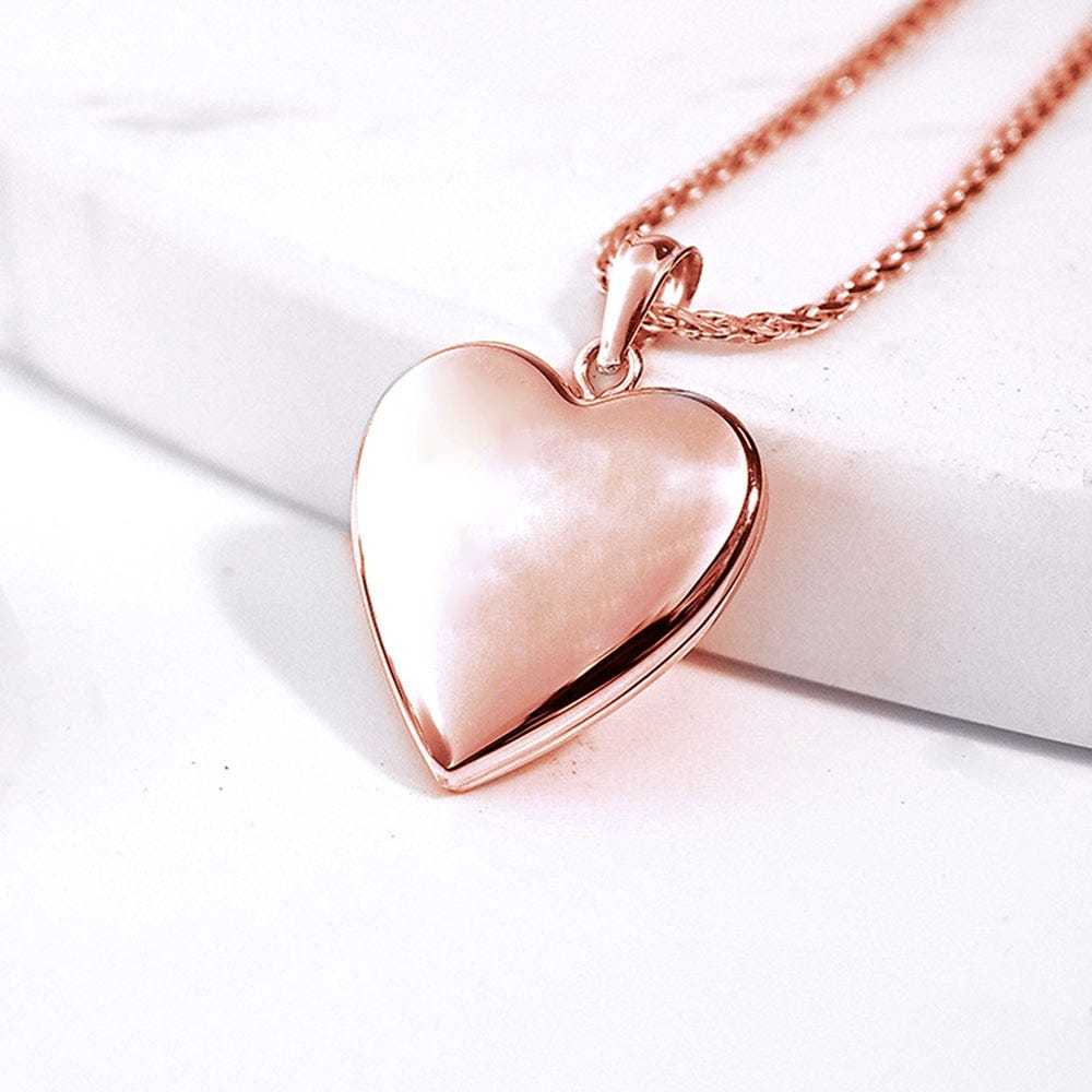14k Rose Gold Classic Heart Photo Locket
