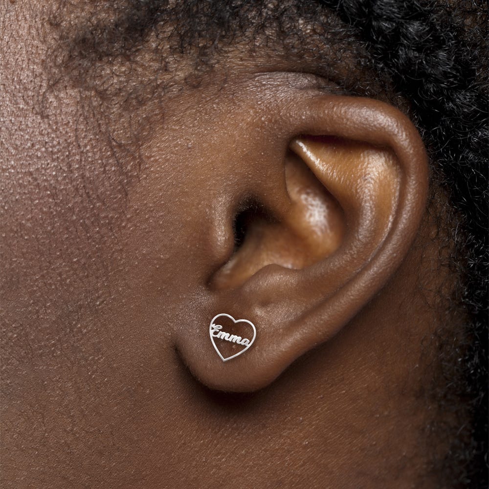 Heart Name Script Earrings