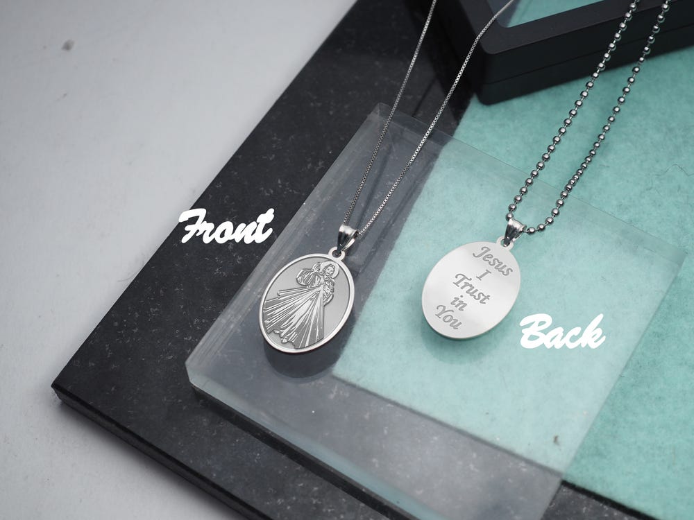 Divine Mercy Double Sided Oval Religious Medal "EXCLUSIVE"