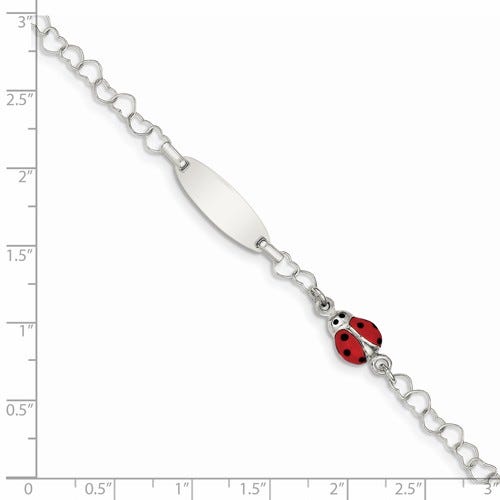 Sterling Silver Heart Link Engravable Children's ID Bracelet