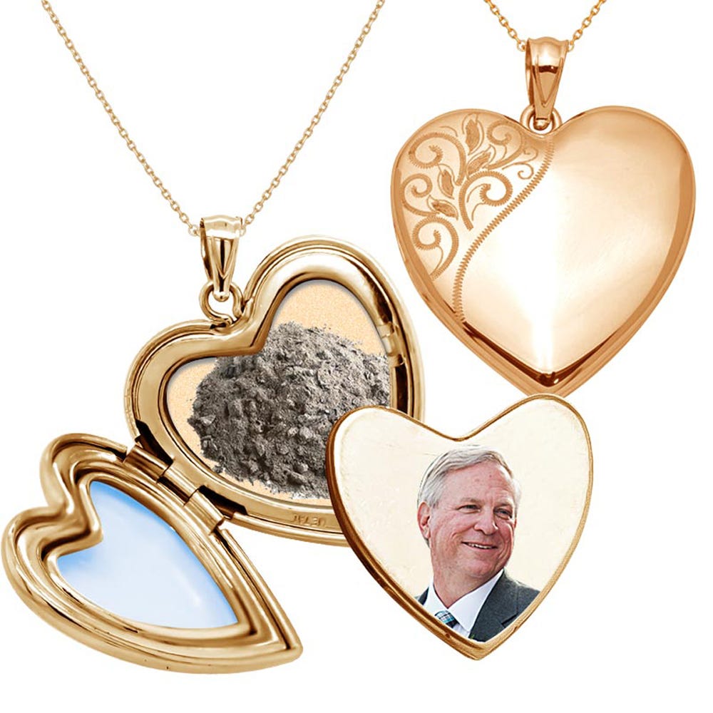 Floral Trimmed Cremation & Hair Photo Locket
