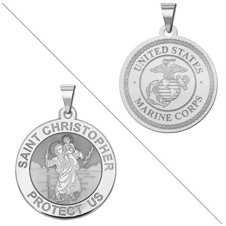 Saint Christopher Doubledside MARINES Religious Medal "EXCLUSIVE"