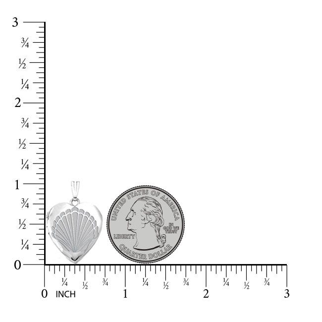 Sterling Silver Seashell Heart Photo Locket