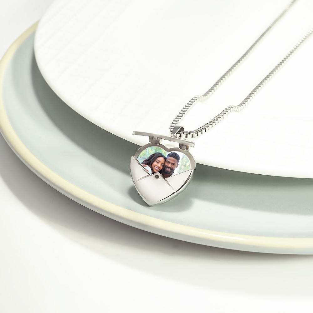 Stainless Steel Envelope Heart Photo Locket