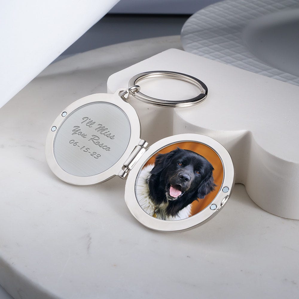 Round Stainless Steel Key Chain Photo Locket