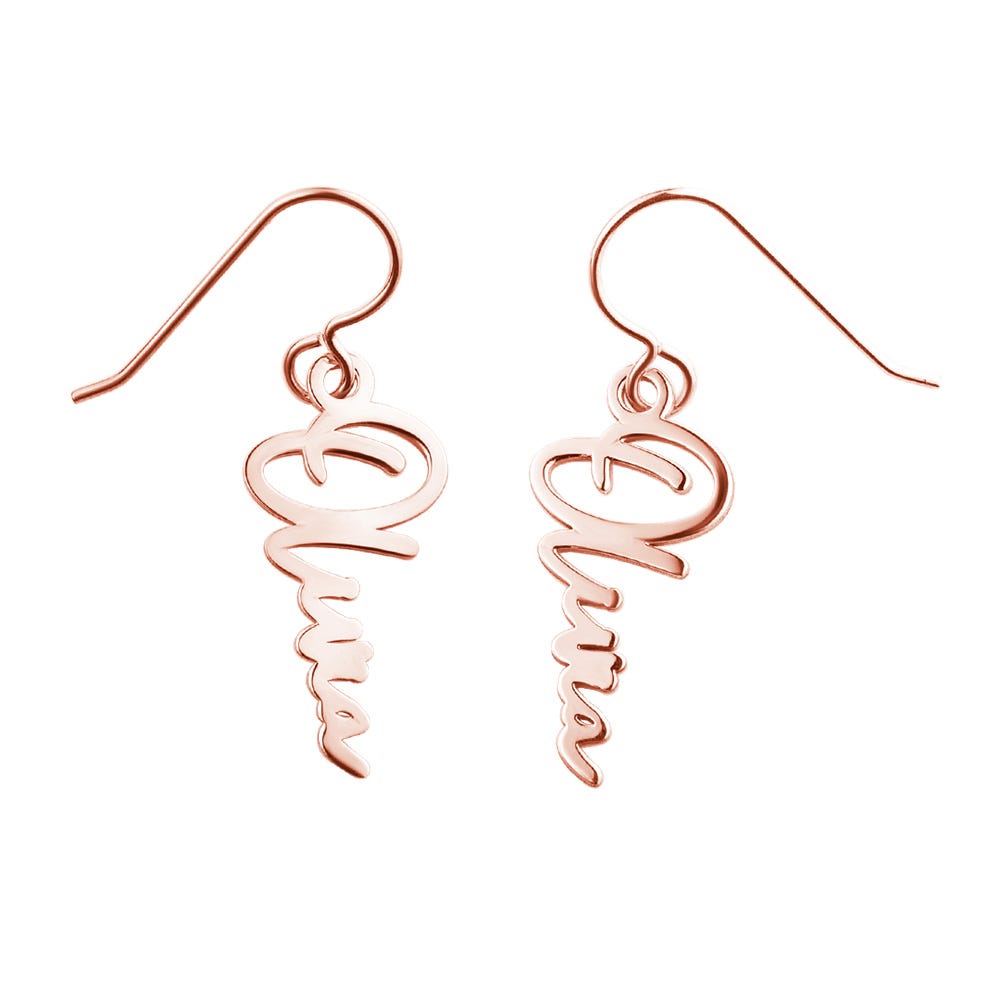 Pair Of Modern Script Name Dangle Earrings