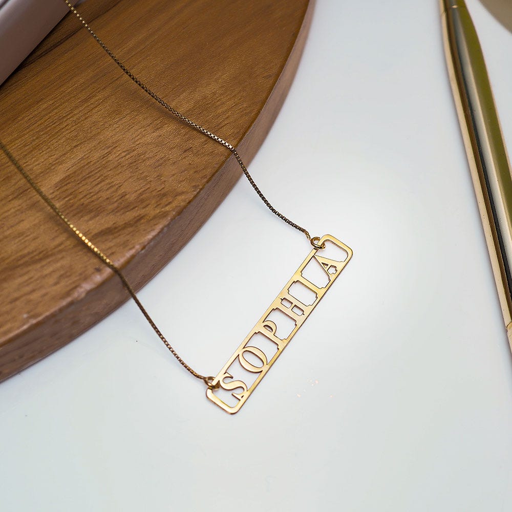Name Bar Necklace with Chain Included