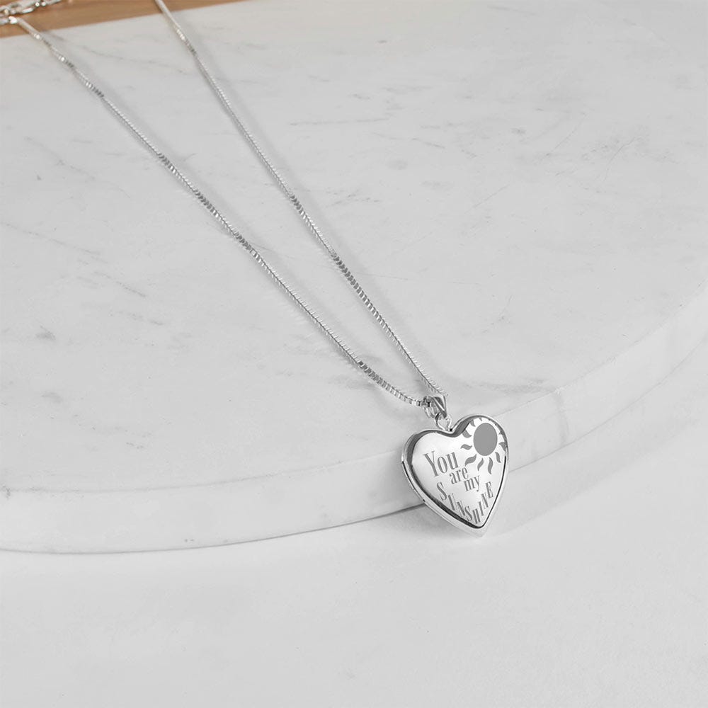 Sterling Silver "You Are My Sunshine" Heart Photo Locket