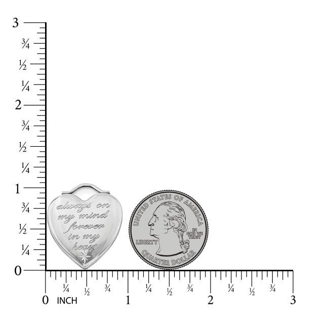 Sterling Silver "Always on my mind, Forever in my heart" Heart Photo Locket