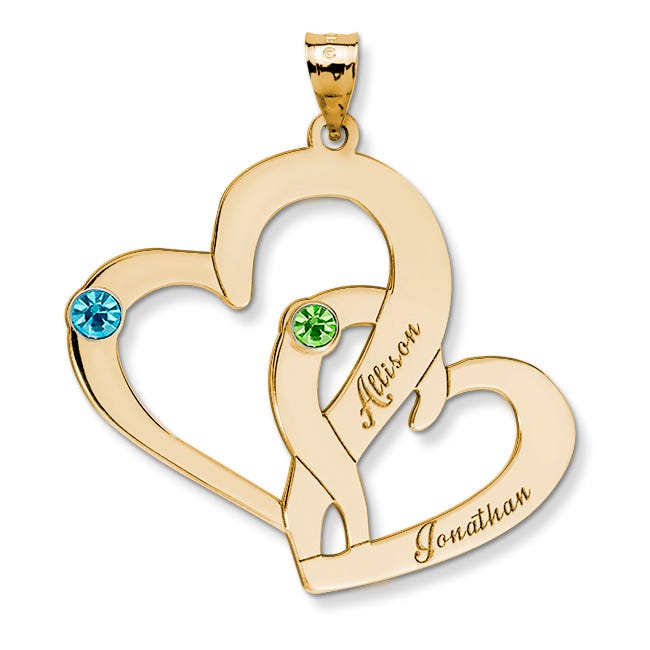 Personalized Couple's Heart Pendant w/ Birthstones