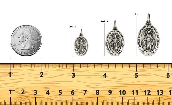 Sterling Silver Antiqued Miraculous Medal Pendant Charm