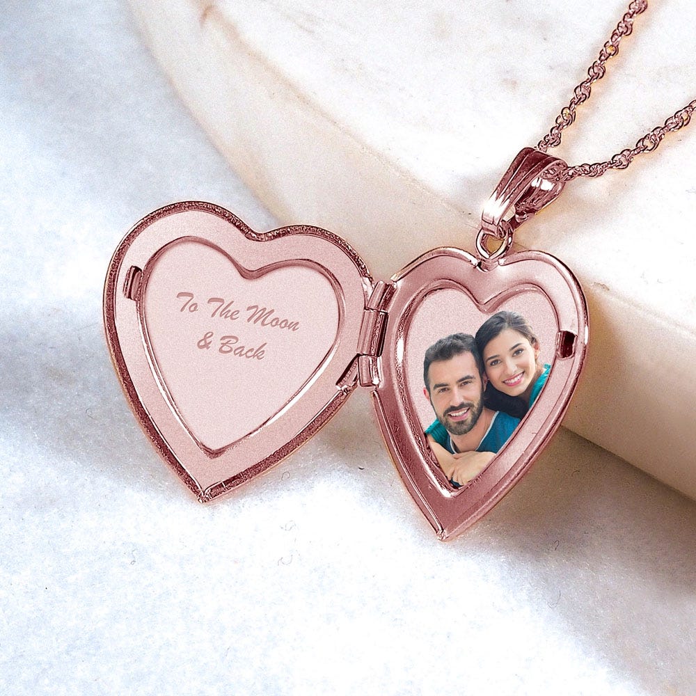 Rose Gold Plated Mom Heart Photo Locket