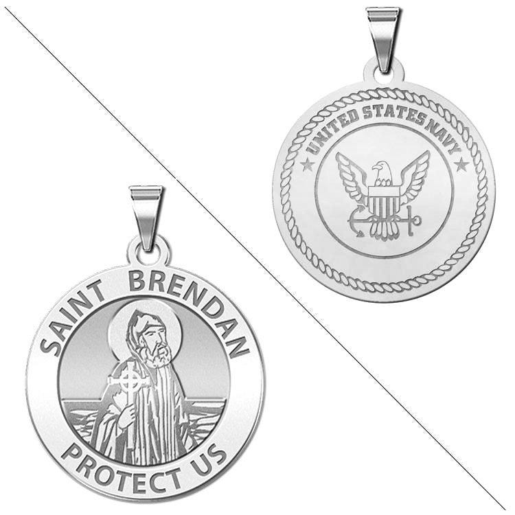 Saint Brendan Doubledside Navy Religious Medal "EXCLUSIVE"
