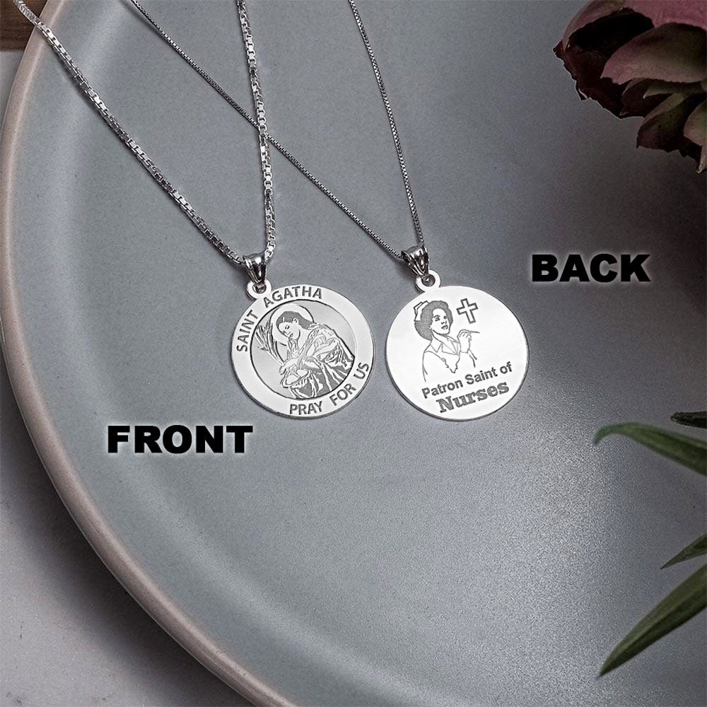 Saint Agatha "Nurse" Round Religious Medal  "EXCLUSIVE"