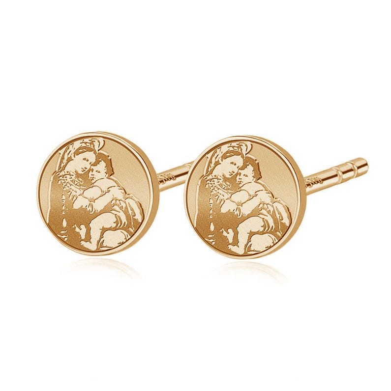 Pair of "Blessed Mother" Virgin Mary Stud Earrings