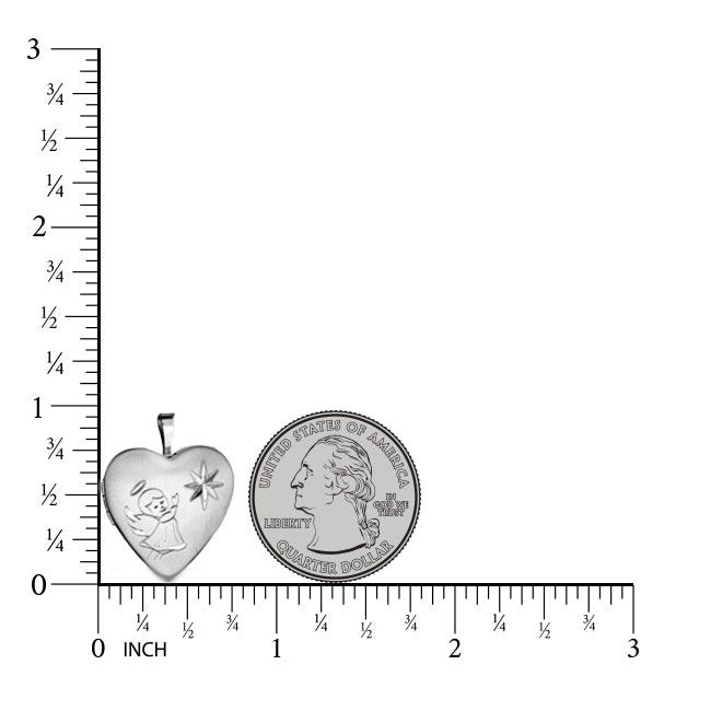 Sterling Silver Angel Heart Photo Locket