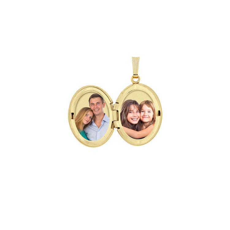 14K Gold Filled Floral Oval 4 Photo Locket - 1 inch x 1-1/4 inch