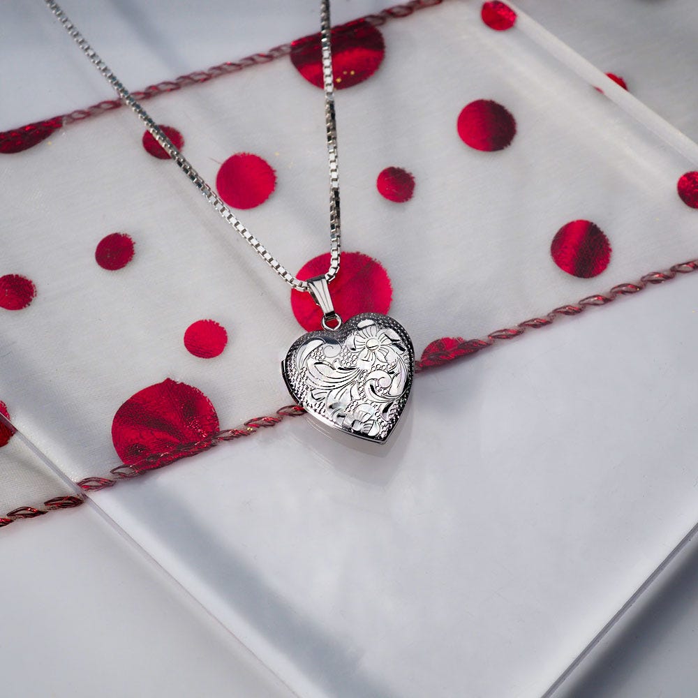 Sterling Silver Floral Heart Photo Locket
