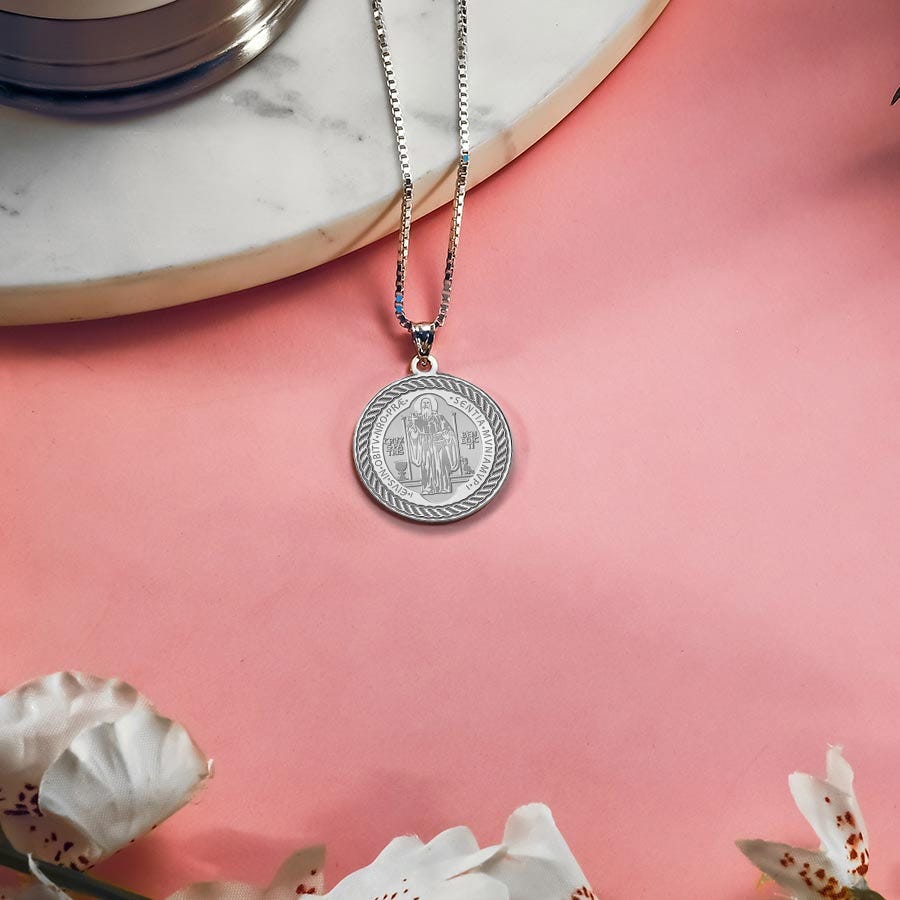 Saint Benedict Round Rope Border Religious Medal