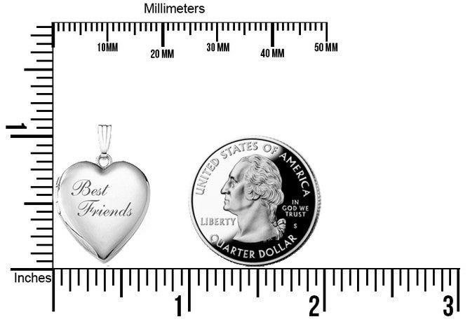 Sterling Silver "Best Friends" Heart Photo Locket