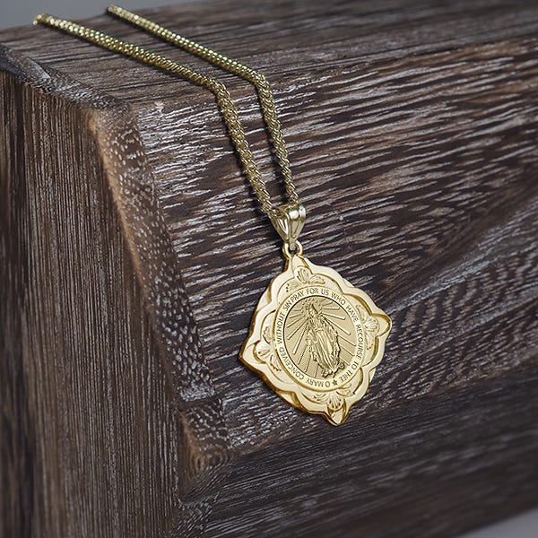 Miraculous Medal Blessed Virgin Mary Cathedral Round Religious Medal  "EXCLUSIVE"