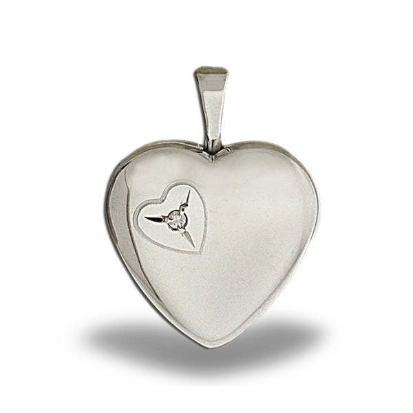 Sterling Silver Cubic Zirconia Heart Photo Locket