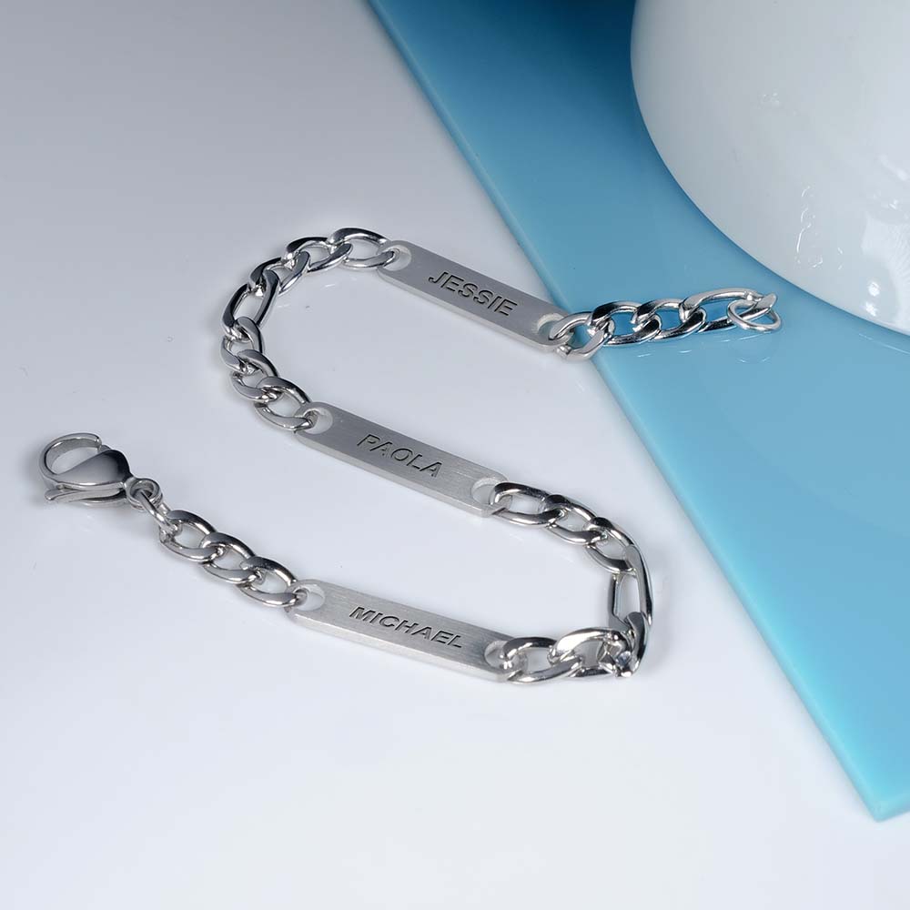 Men's Figaro Personalized Name ID Bracelet