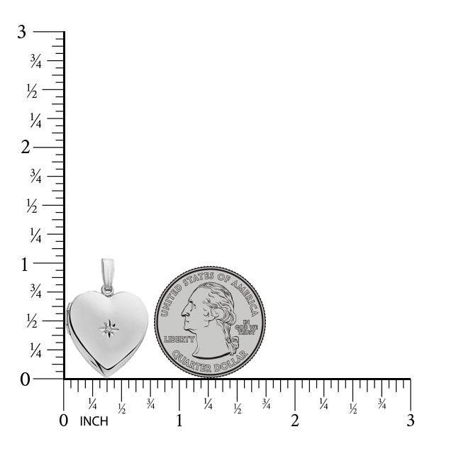 Sterling Silver Diamond Heart Photo Locket