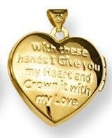 Solid 14K Claddagh Yellow Gold Heart Locket
