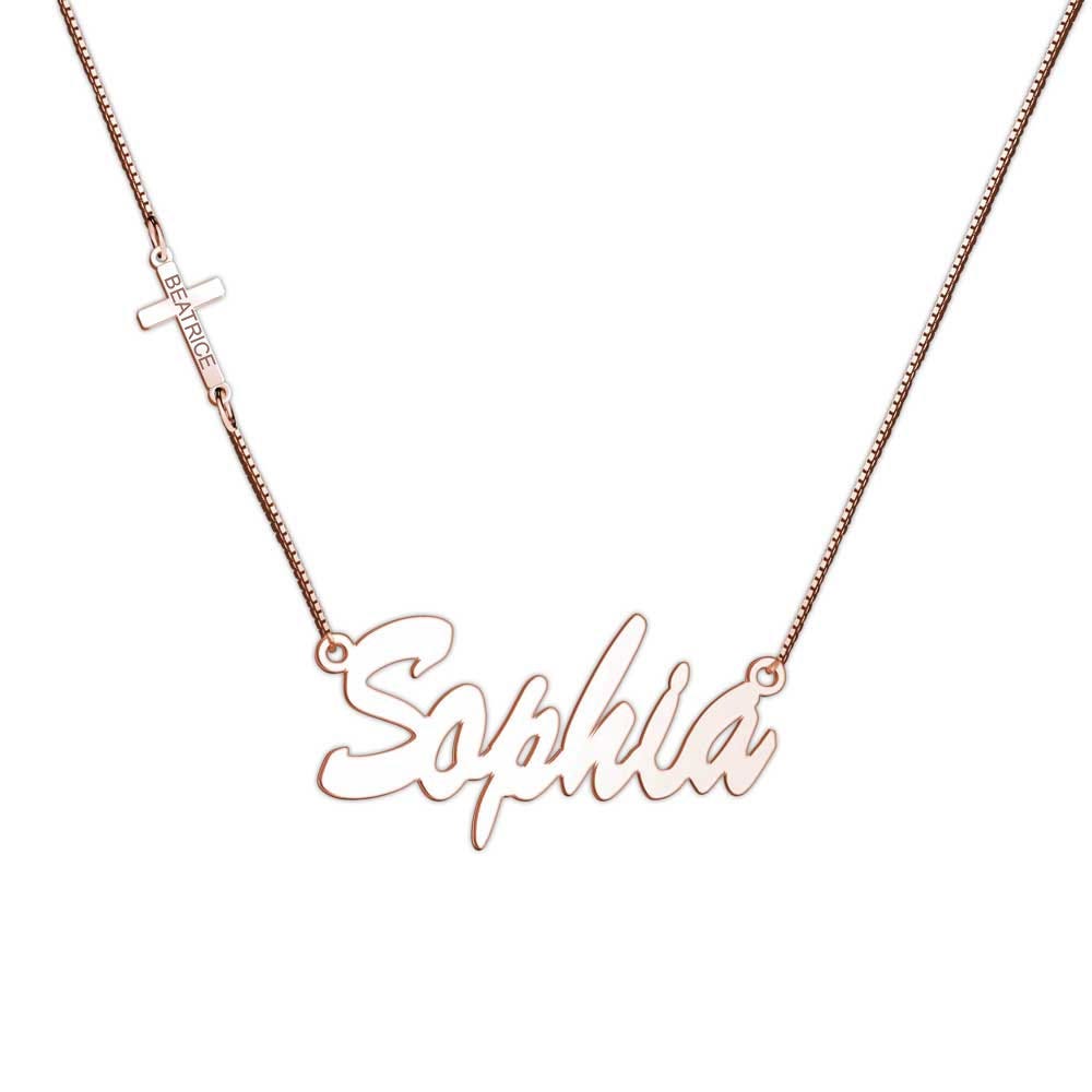 Cross Charm Personalized Name Necklace