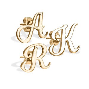 Pair of Initial Script Stud Earrings