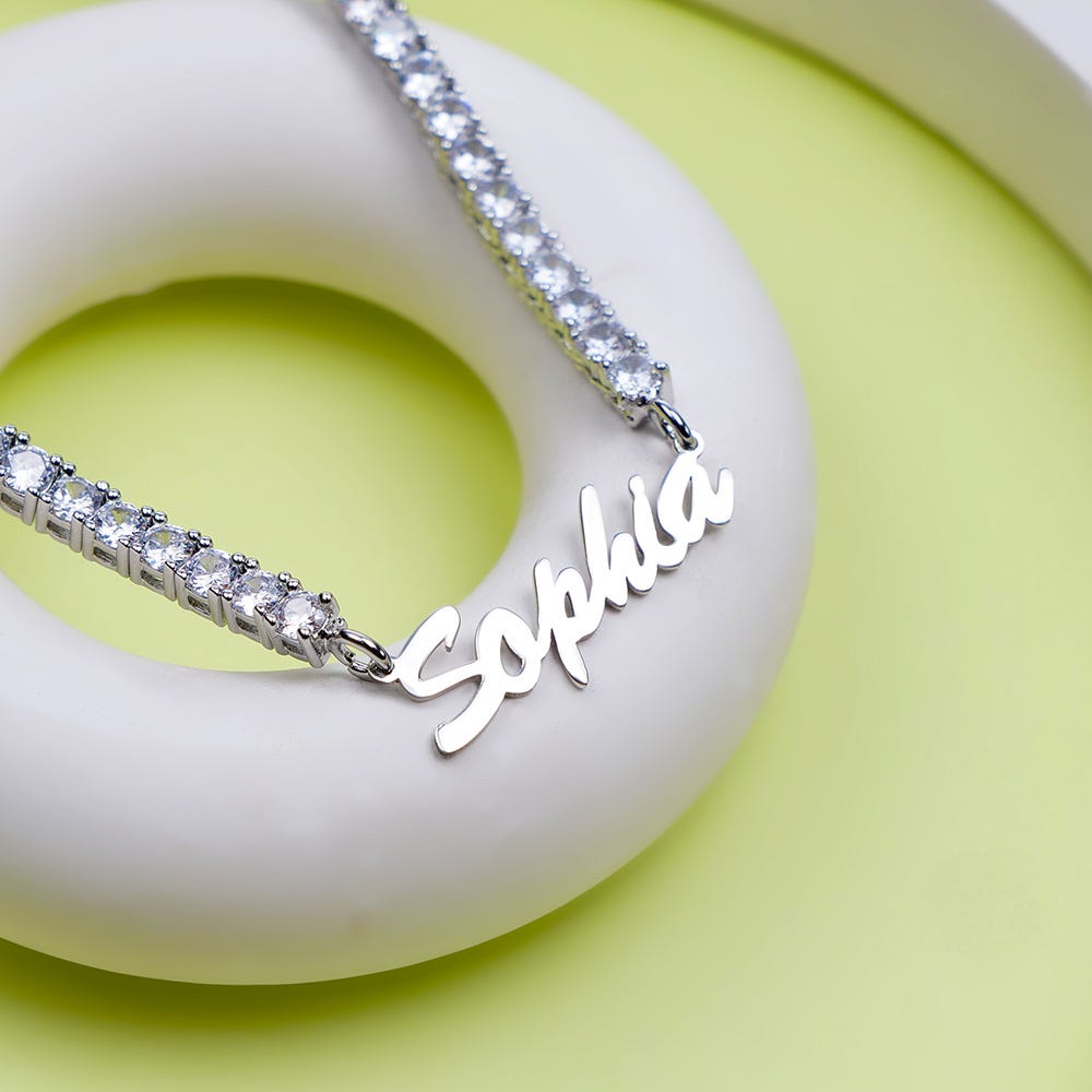 Personalized & Exclusive CZ Nameplate Necklace