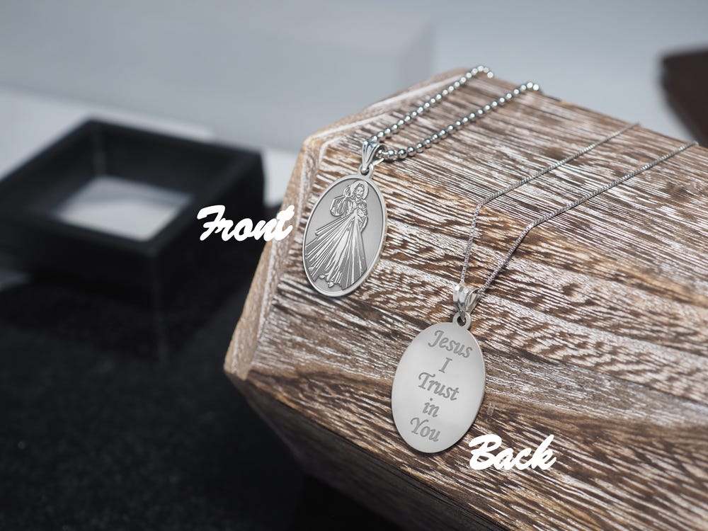Divine Mercy Double Sided Oval Religious Medal "EXCLUSIVE"