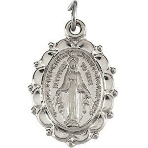 Sterling Silver MIRACULOUS MEDAL W/ 18 INCH CHAIN - Under 1/2 Inch Wide x 1/2 Inch Tall in Sterling Silver
