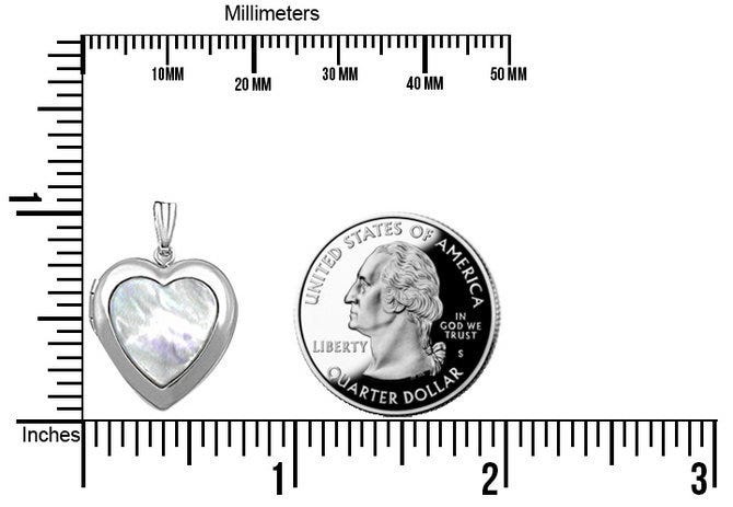 Sterling Silver Mother Of Pearl Heart Photo Locket