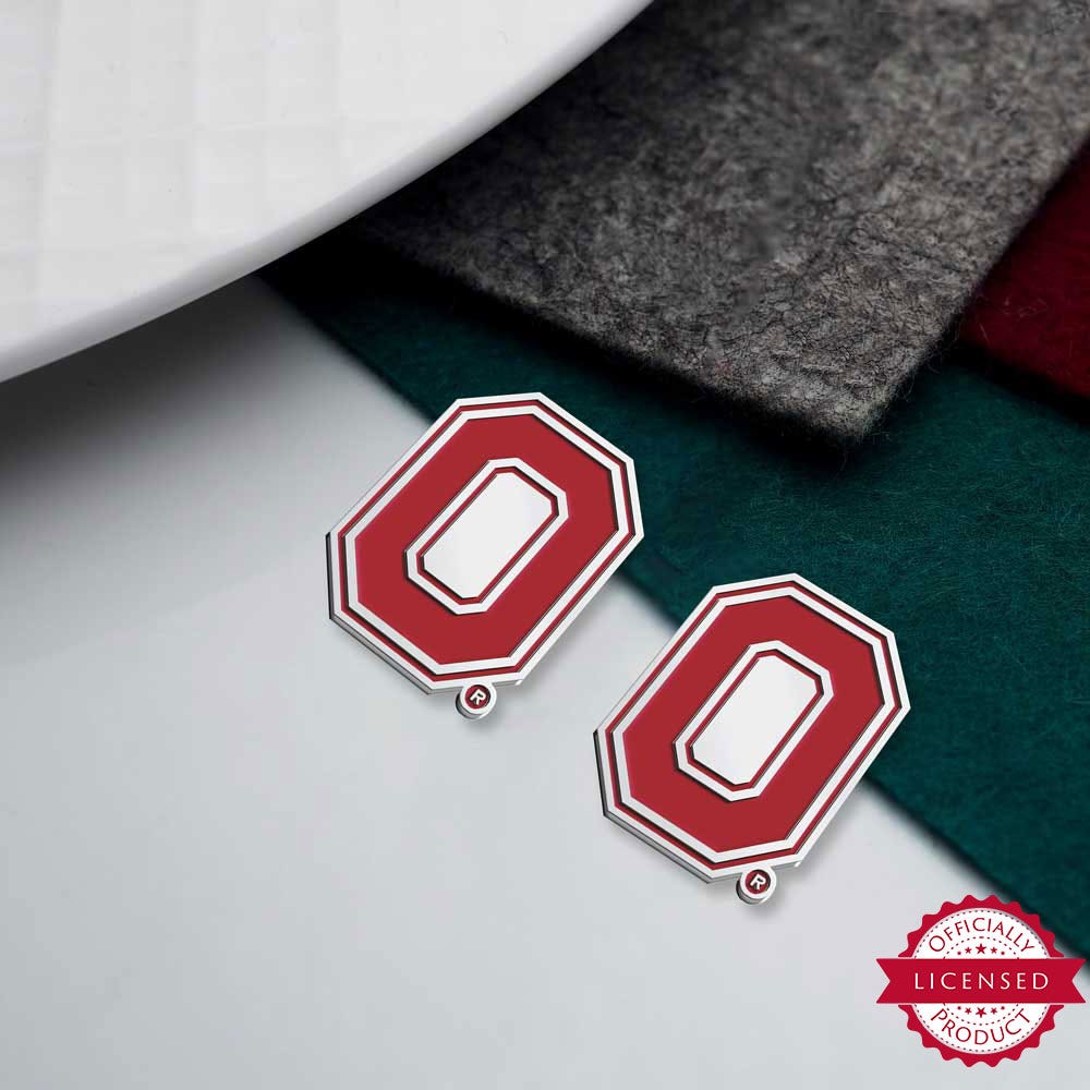 Pair Of Color Enamel Ohio State O Logo Earrings