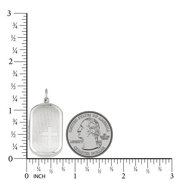 Sterling Silver Cross Dogtag Photo Locket